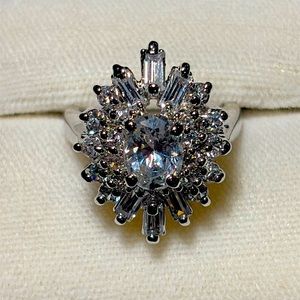 New Stamped 925 Simulated Diamond Cocktail Ring